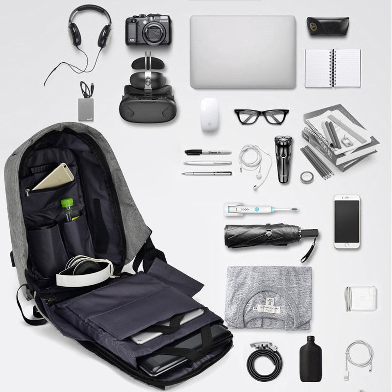 Anti Theft Travel Backpack With USB Charging Port