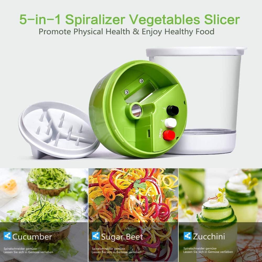 5 In1 Handheld Vegetable Spiralizer Slicer