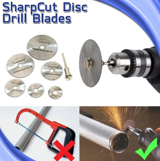 Disc Drill Blades and Mandrel Set (7pcs)